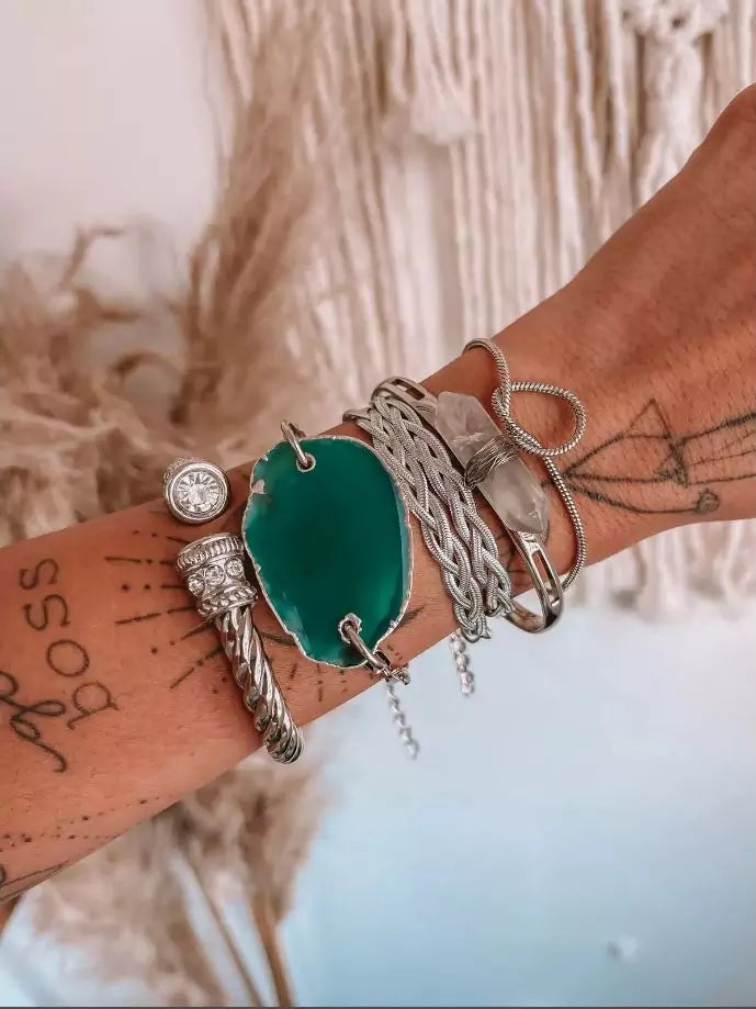 Mix De Pulseiras Ágata(Ágata Azul)