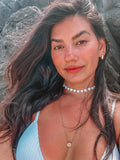 Chokers Madreperolas Naturais Semijoia(Coração Entre Meio Prata)