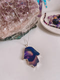 Colar Hamsa Agata Roxa Prata 925