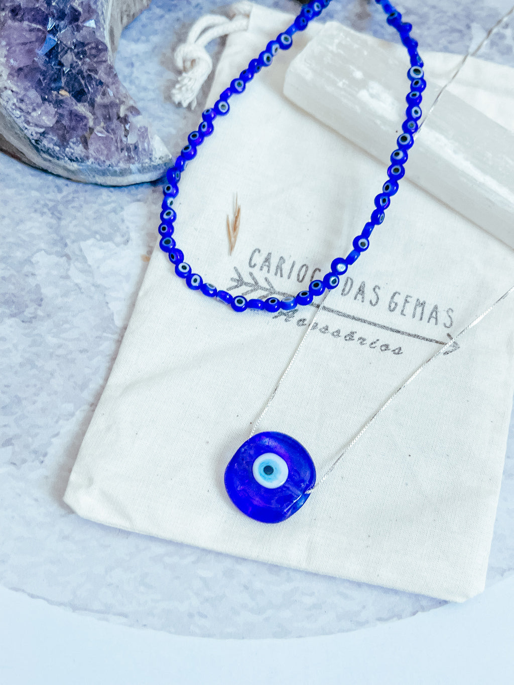 Mix De Colares Azul Grécia Prata 925