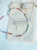 Choker Pedra Natural Arco-Íris Prata 925