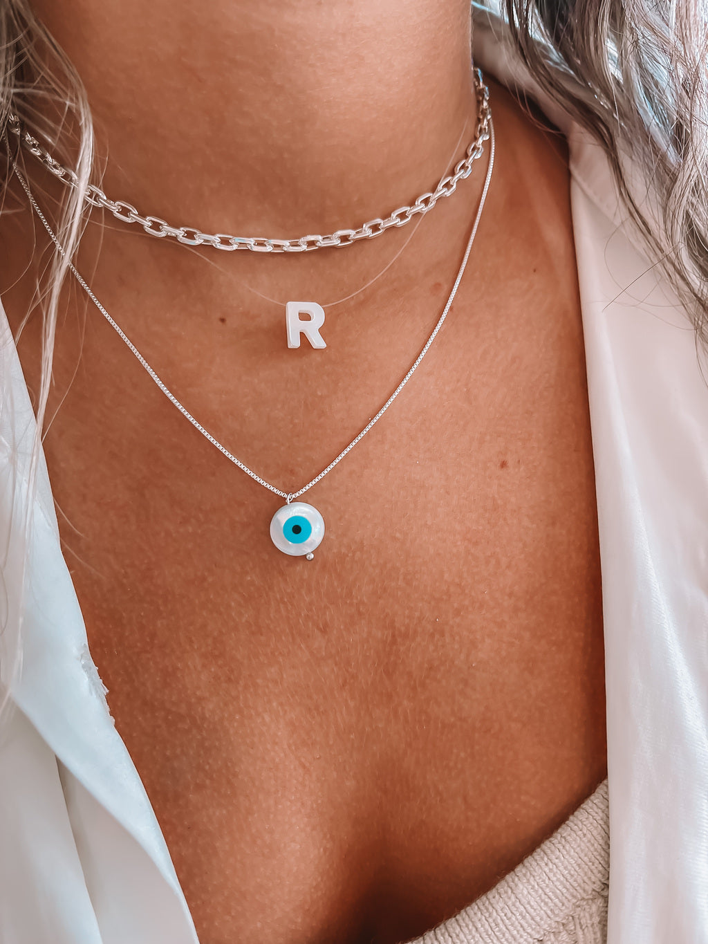 Choker Letras Madrepérolas Prata 925(T)