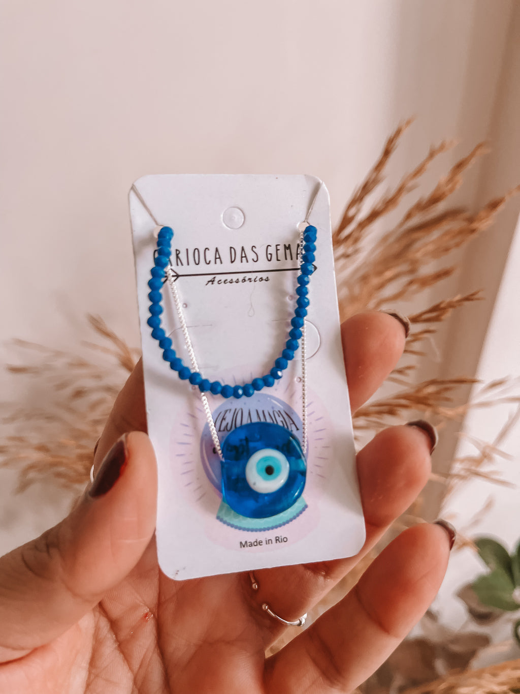 Mix De Colares Azul Anil Prata