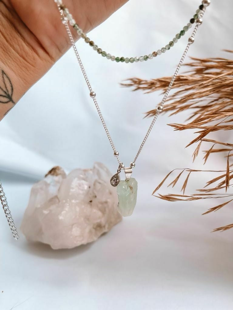 Mix De Colares Água Marinha Verde Prata 925